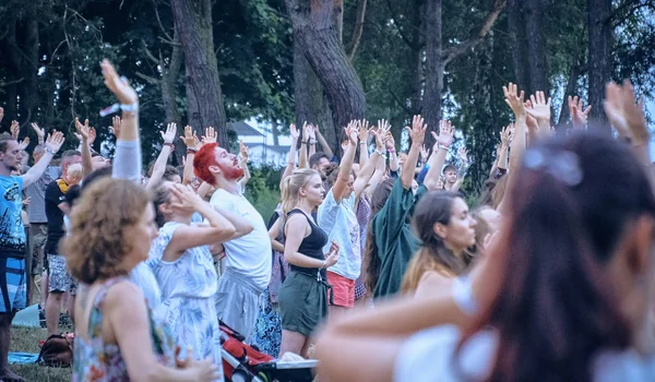 Bialobrzegi, Polonya-Temmuz 13-15, 2019: kişi Wibracje 3,0 Festival Polonya, en büyük farkındalık, müzik ve Polonya yaşam açık hava festivalleri hakkında tutkulu bir konser sırasında eğlenmek