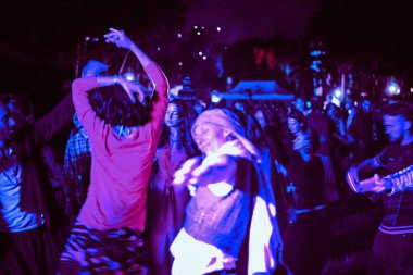 Bialobrzegi, Polonya-Temmuz 13-15, 2019: kişi Wibracje 3,0 Festival Polonya, en büyük farkındalık, müzik ve Polonya yaşam açık hava festivalleri hakkında tutkulu bir konser sırasında eğlenmek