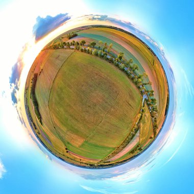 Bialowieza Ormanı'na kadar güzel 360 panoramik küçük gezegen havadan insansız hava aracı görünümü - bir zamanlar Avrupa Ovası boyunca uzanan muazzam ilkel ormanın son ve en büyük kalan parçalarından biri
