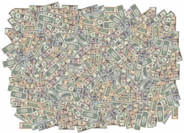 Amerikan para biriminin çeşitli yüz değerlerinin banknotlarından alınan katı bir halı deseni (Usd ABD doları))