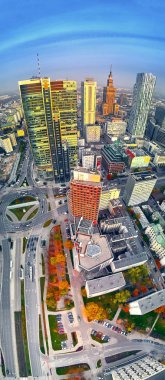Panorama cityscape Varşova modern şehir, Pkin ve 