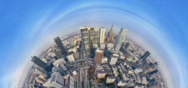 Panorama cityscape Varşova modern şehir, Pkin ve 