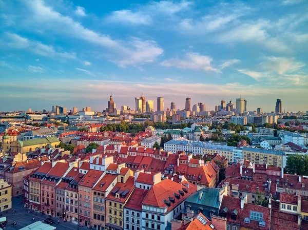 Beautiful Panoramic Aerial Drone View Warsaw Old Town Pol Stare — Stock Photo, Image