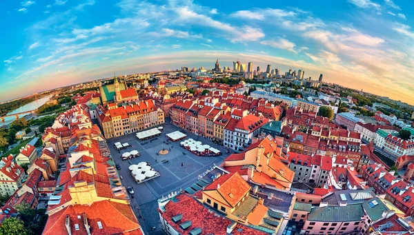 Krásný Panoramatický Výhled Staré Varšavské Město Pol Stare Miasto Moderními — Stock fotografie