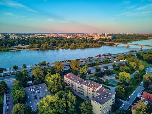 Vacker Panoramautsikt Över Warszawa Gamla Stan Stare Miasto Den Äldsta — Stockfoto
