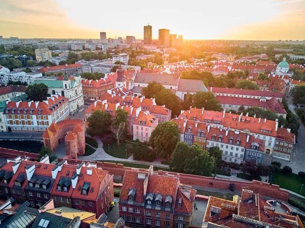 Piękny Panoramiczny Widok Stare Miasto Najstarszą Dzielnicę Warszawy Xiii Wiek — Zdjęcie stockowe