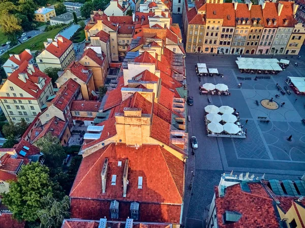 Beautiful Panoramic Aerial Drone View Warsaw Old Town Stare Miasto — Stock Photo, Image