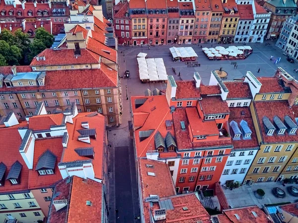 Bela Vista Panorâmica Drones Aéreos Cidade Velha Varsóvia Stare Miasto — Fotografia de Stock