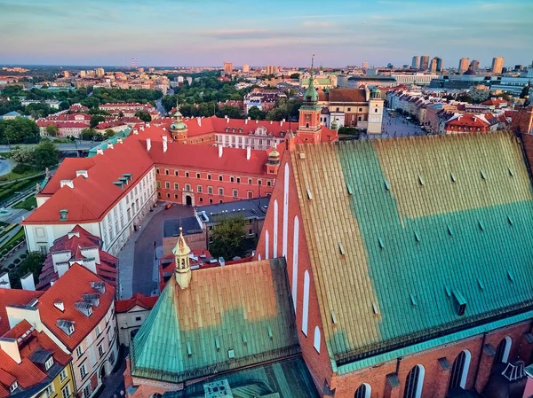 Bela Vista Panorâmica Drones Aéreos Cidade Velha Varsóvia Stare Miasto — Fotografia de Stock