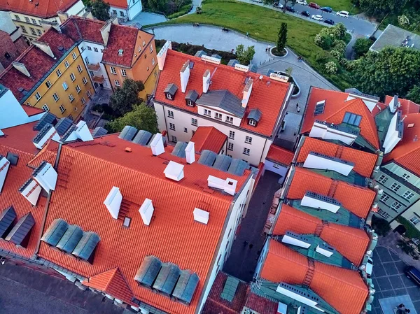 Prachtig Panoramisch Uitzicht Vanuit Drone Warschau Oude Stad Stare Miasto — Stockfoto