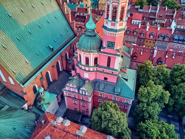 Bela Vista Panorâmica Drones Aéreos Cidade Velha Varsóvia Stare Miasto — Fotografia de Stock