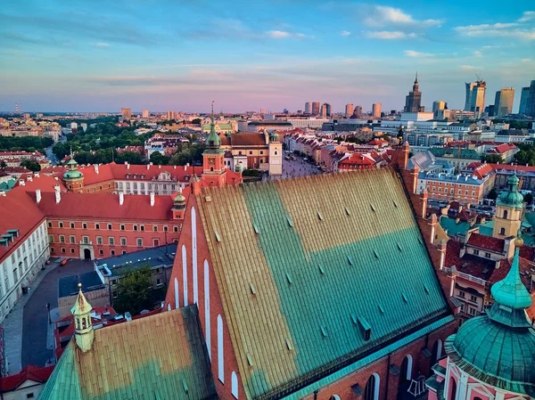 Bela Vista Panorâmica Drones Aéreos Cidade Velha Varsóvia Stare Miasto — Fotografia de Stock