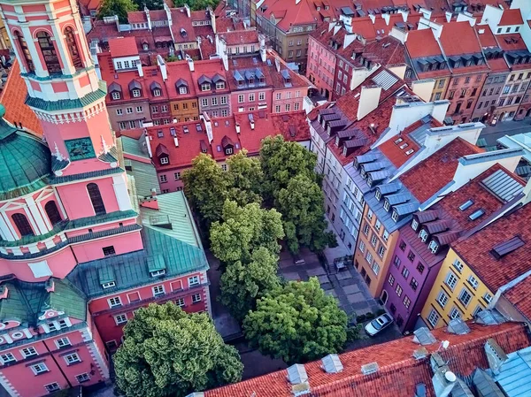 Bela Vista Panorâmica Drones Aéreos Cidade Velha Varsóvia Stare Miasto — Fotografia de Stock