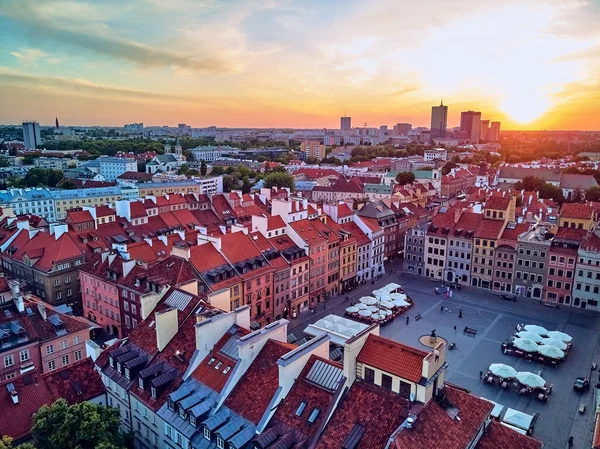 Krásný Panoramatický Výhled Staré Varšavské Město Stare Miasto Nejstarší Varšavská — Stock fotografie