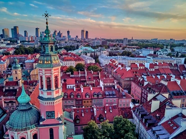 Belle Vue Panoramique Sur Vieille Ville Varsovie Stare Miasto Ancien — Photo