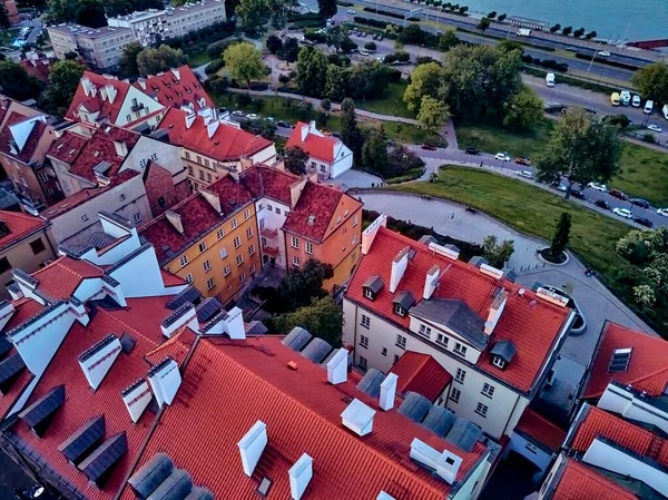 Bela Vista Panorâmica Drones Aéreos Cidade Velha Varsóvia Stare Miasto — Fotografia de Stock