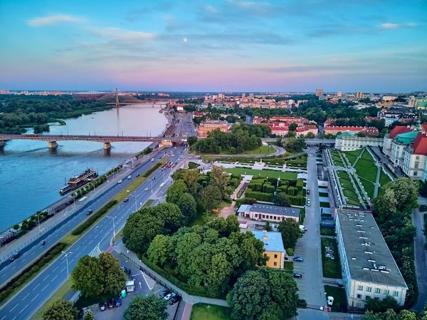 Gyönyörű Panorámás Drón Kilátás Varsó Óvárosára Stare Miasto Legrégebbi Kerület — Stock Fotó