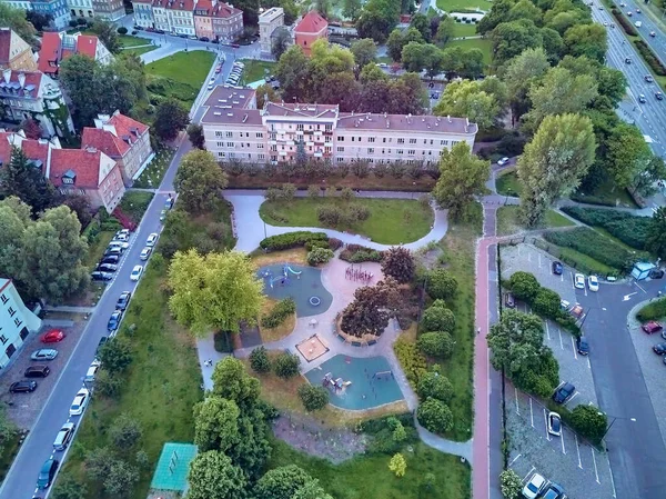 Beautiful Panoramic Aerial Drone View Warsaw Old Town Stare Miasto — Stock Photo, Image