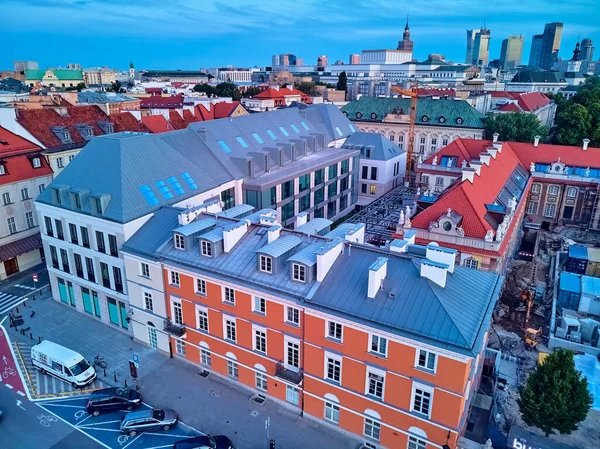 Beautiful Panoramic Aerial Drone View Warsaw Old Town Stare Miasto — Stock Photo, Image