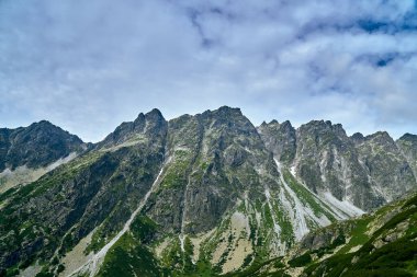 National Park High Tatra 'daki dağın güzel panoramik hava aracı görüntüsü. Kuzey Slovakya, Avrupa, AB. Güzel dünya.