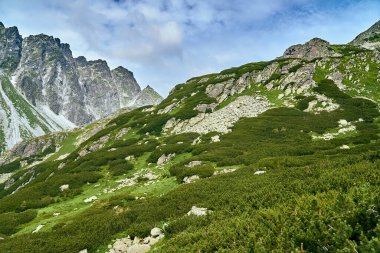 National Park High Tatra 'daki dağın güzel panoramik hava aracı görüntüsü. Kuzey Slovakya, Avrupa, AB. Güzel dünya.
