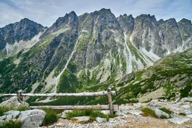 National Park High Tatra 'daki dağın güzel panoramik hava aracı görüntüsü. Kuzey Slovakya, Avrupa, AB. Güzel dünya.