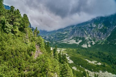 National Park High Tatra 'daki dağın güzel panoramik hava aracı görüntüsü. Kuzey Slovakya, Avrupa, AB. Güzel dünya.