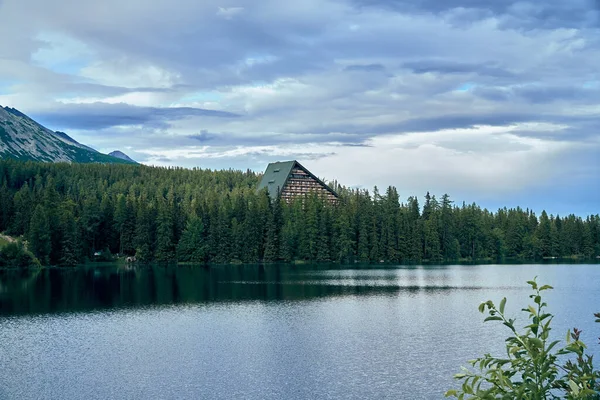 Panoramica Aerea Drone Vista Lago Montagna Nel Parco Nazionale Alta — Foto Stock