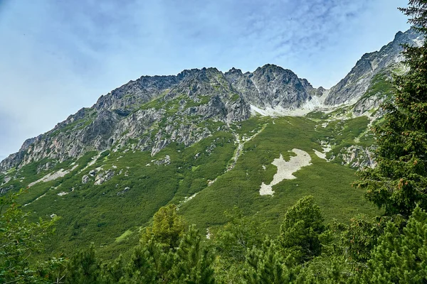 Piękny Panoramiczny Widok Góry Parku Narodowym Tatry Wysokie Północna Słowacja — Zdjęcie stockowe