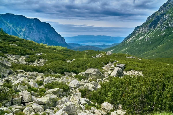 Vista Aérea Panorâmica Bonita Drone Montanha Parque Nacional Tatra Alto — Fotografia de Stock