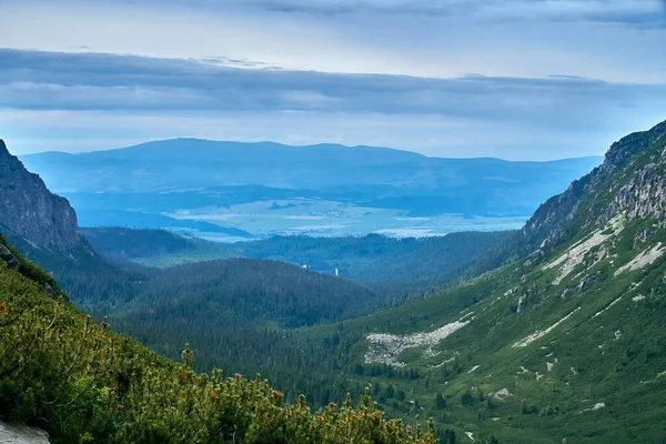 Piękny Panoramiczny Widok Góry Parku Narodowym Tatry Wysokie Północna Słowacja — Zdjęcie stockowe