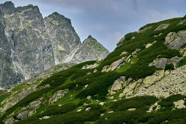 Vista Aérea Panorâmica Bonita Drone Montanha Parque Nacional Tatra Alto — Fotografia de Stock