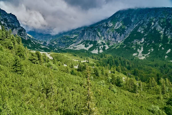 National Park High Tatra 'daki dağın güzel panoramik hava aracı görüntüsü. Kuzey Slovakya, Avrupa, AB. Güzel dünya.