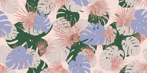 Feuillage tropical coloré fond de motif vectoriel sans couture. Papier peint exotique — Image vectorielle