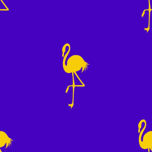无缝火烈鸟图案矢量插图。黄色火烈鸟图案紫色背景。夏季壁纸背景,卡通矢量插图. — 图库矢量图片