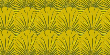 Monstera yeşillik arka plan ile Retro Monstera tropikal Dikişsiz vektör deseni. Egzotik duvar kağıdı