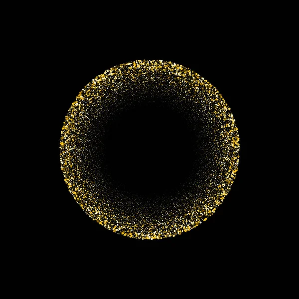 Siyah arka planda Glitter lüks yuvarlak altın. Altın Glitter daire, yuvarlak ve elmas parçacıklar. Logo için Glitter ile şablon, greetind kart, sertifika, hediye kuponu ve kapakları.