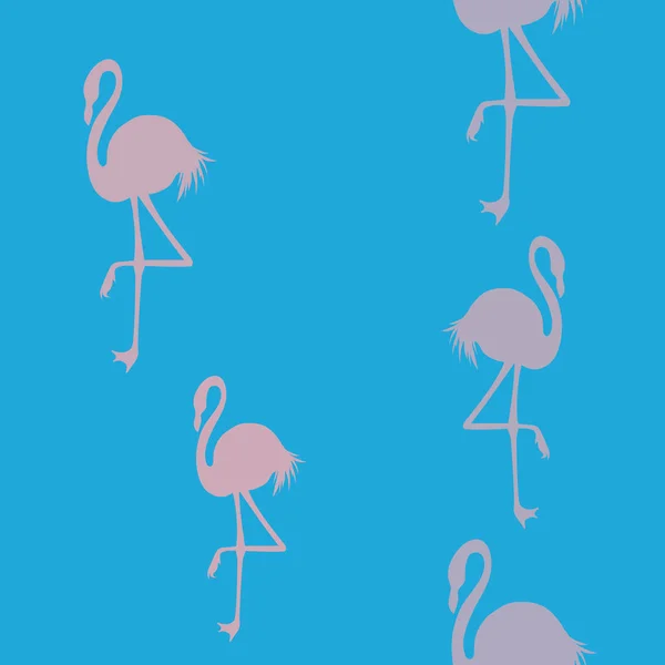 Naadloze Flamingo patroon vector illustratie. Neon flamingo's patroon blauwe achtergrond. Zomer behang achtergrond, cartoon vector illustratie. — Stockvector