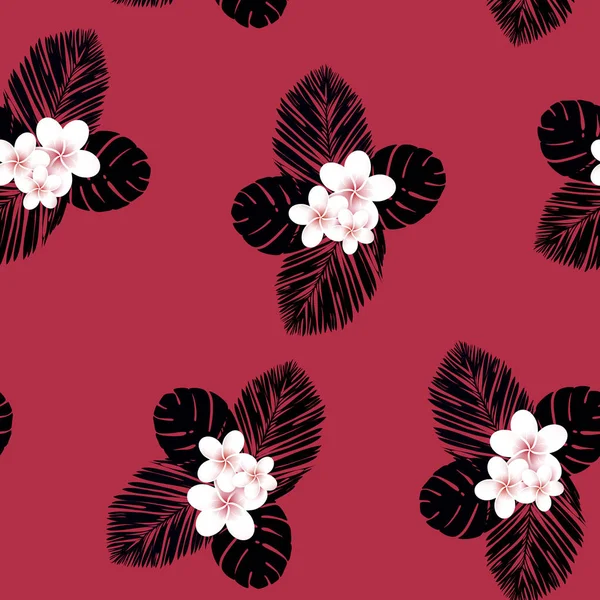 Naadloze vector tropische patroon. Plumeria, Frangipani. Exotische vector Strand wallpaper naadloze patroon. — Stockvector
