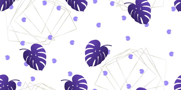 Motif violet Monstera vecteur tropical sans couture avec le fond de feuillage de Monstera. Papier peint exotique — Image vectorielle