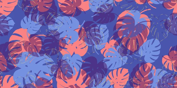 Corail bleu tropical sans couture motif vectoriel fond. Papier peint exotique — Image vectorielle