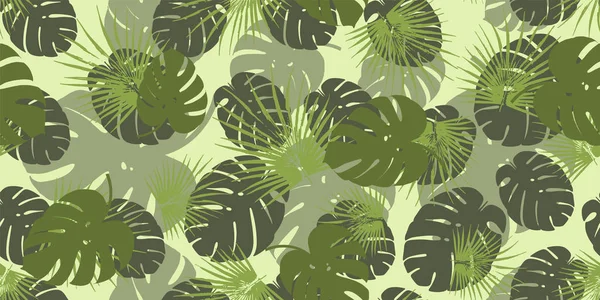Patrón de verano exótico vector tropical sin costuras con fondo de follaje de Monstera. Fondo de pantalla exótico — Vector de stock