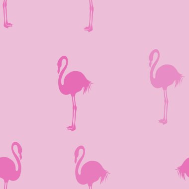 Dikişsiz Flamingo desen vektör illüstrasyon. Pembe flamingolar desen pembe arka plan. Yaz duvar kağıdı arka plan, karikatür vektör illüstrasyon.