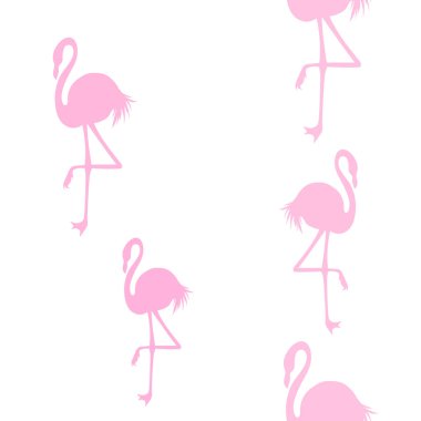 Dikişsiz Flamingo desen vektör illüstrasyon. Pembe flamingolar desen beyaz arka plan. Yaz duvar kağıdı arka plan, karikatür vektör illüstrasyon.