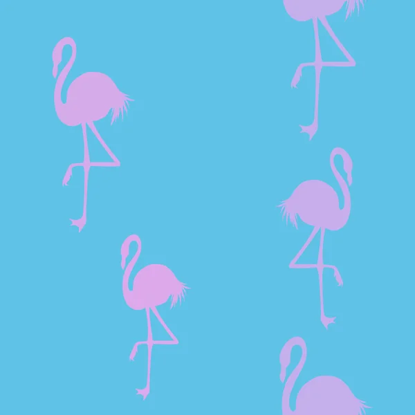 无缝火烈鸟图案矢量插图。粉红色火烈鸟图案蓝色背景。夏季壁纸背景, 卡通. — 图库矢量图片