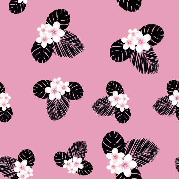 Naadloze vector tropische patroon. Plumeria, Frangipani. Exotische vector Strand wallpaper naadloze patroon. — Stockvector