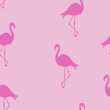 Dikişsiz Flamingo desen vektör illüstrasyon. Pembe flamingolar desen pembe arka plan. Yaz duvar kağıdı arka plan, karikatür vektör illüstrasyon.