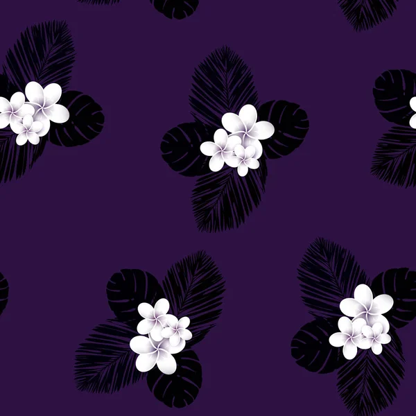 Modèle tropical vectoriel sans couture. Plumeria, frangipani. Exotique vecteur plage papier peint motif sans couture . — Image vectorielle