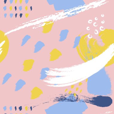 Pembe fırça Stokes Dikişsiz desen vektör arka plan. Soyut süs. Kuru fırça ile çizilmiş. Vektör Illustration.