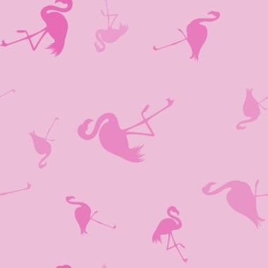 Dikişsiz Flamingo desen vektör illüstrasyon. Pembe flamingolar desen pembe arka plan. Yaz duvar kağıdı arka plan, karikatür vektör illüstrasyon.